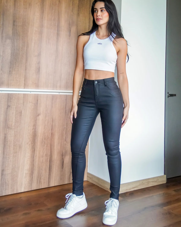 Jean Skinny Efecto Cuero V2190PU